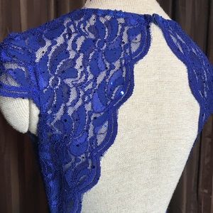 Blue Lace Fitted Dress